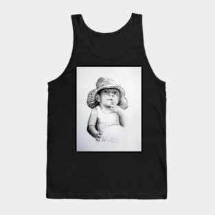 Child in Hat  - Drawing by Avril Thomas - Adelaide Artist Tank Top